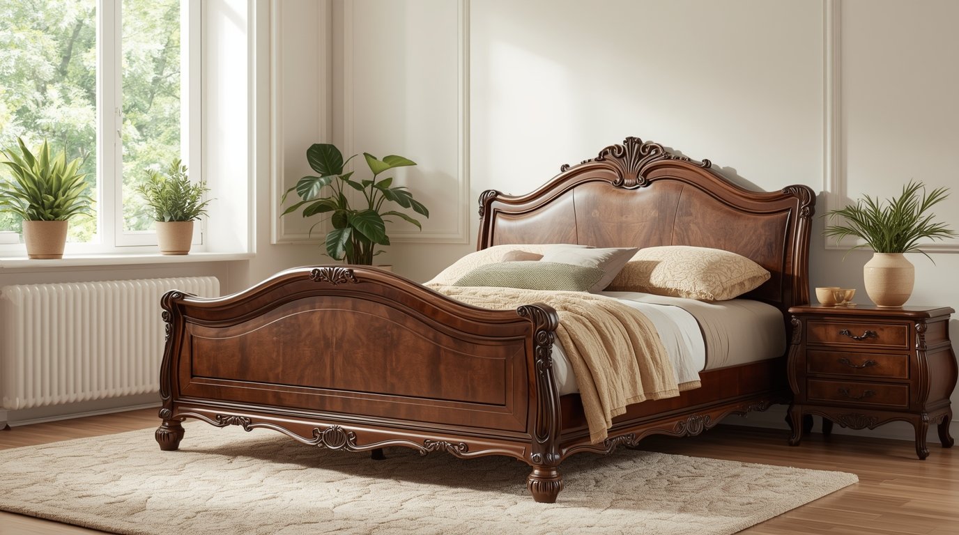 Elegant wooden bed frame by Squibmlix